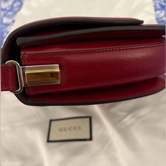 Gucci Sylvie 1969 leather shoulder bag in red NWT - Picture 5 of 9